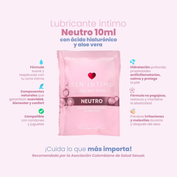 Sachet Lubricante Neutro con Acido Hialurónico y Aloe Vera de Sen Íntimo 10ml